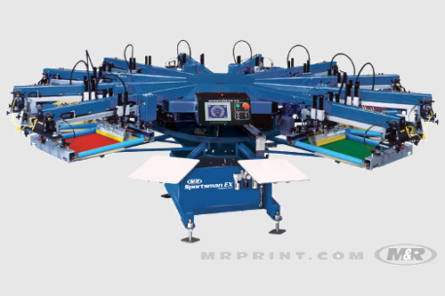 image of m & r sportsman multi head screenprint machine ealing